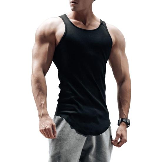 Herren Sommer Unterhemd Rundhals Ärmellos Slim Fit Tank Tops Breite Schultergurte Gerippt Einfarbig Lässige Sportweste Schnelltrocknend Fitness Top 3XL schwarz von Joom DACH