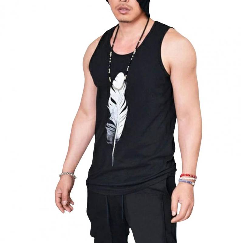 Herren Sommer Unterhemd Rundhals Ärmelloses Top Federdruck Racerback Unterhemd Schnelltrocknend Breite Schultergurte Tank Tops XXXL schwarz von Joom DACH