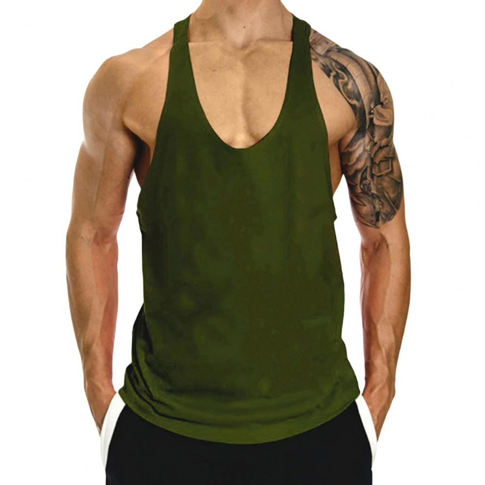 Herren Sommer Weste Rundhals Ärmellos Racerback Sport Freizeit Tops Schnelltrocknend Einfarbig Loose Fit Urlaub Tank Tops Street M armee grüne von Joom DACH