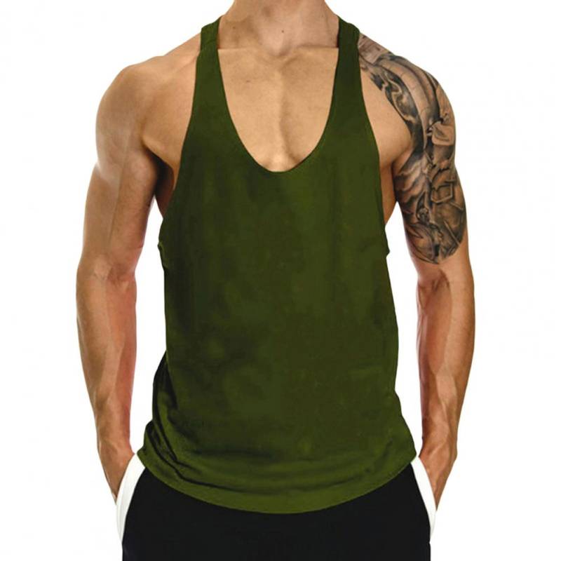 Herren Sommer Weste Rundhals Ärmellos Racerback Sport Freizeit Tops Schnelltrocknend Einfarbig Loose Fit Urlaub Tank Tops Street M armee grüne von Joom DACH