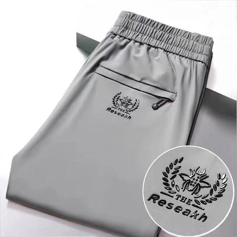 Herren Sommerhose aus Eisseide, superdünn, atmungsaktiv, bequem, schnelltrocknend, Arbeitstrend, lässig, gerade Hose 2XL licht grau von Joom DACH