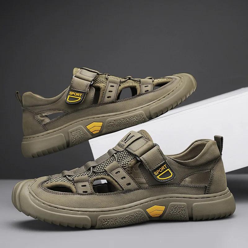 Herren Sommersandale Outdoor Casual Sandalen für Herren 2024 Neue bequeme Trekking Wandersandalen Strandsandalen Atmungsaktive Schuhe 44 von Joom DACH