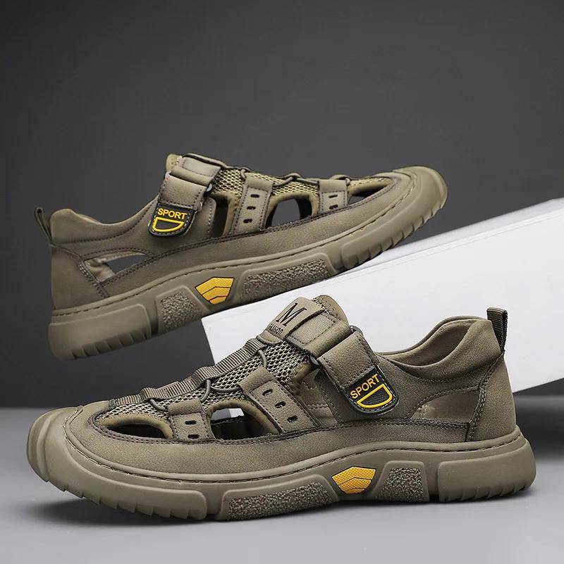 Herren Sommersandale Outdoor Casual Sandalen für Herren 2024 Neue bequeme Trekking Wandersandalen Strandsandalen Atmungsaktive Schuhe 44 von Joom DACH