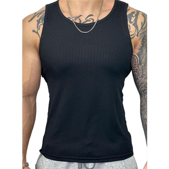 Herren-Sommerweste, ärmellos, schmale Passform, einfarbig, weich, dehnbar, O-Ausschnitt, Schweißabsorption, schnell trocknend, lässig, Fitness, Fitnessstudio, Herren-Tanktop M schwarz von Joom DACH