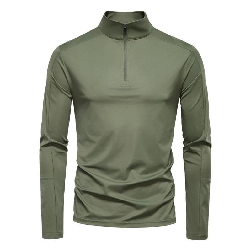 Herren Sonnen- und UV-Schutz Basis-Shirt Langarm Half-Zip T-Shirt für Herren M armee grüne von Joom DACH