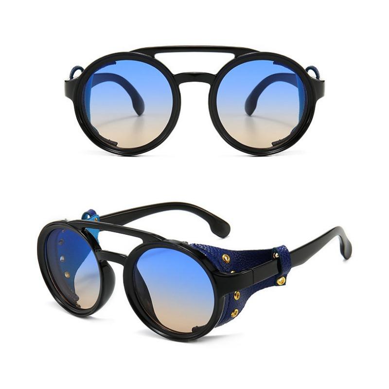 Herren Sonnenbrille Vintage Steampunk Stil Brille UV400 Rundrahmen Brille Outdoor Reiten Sonnenbrille von Joom DACH