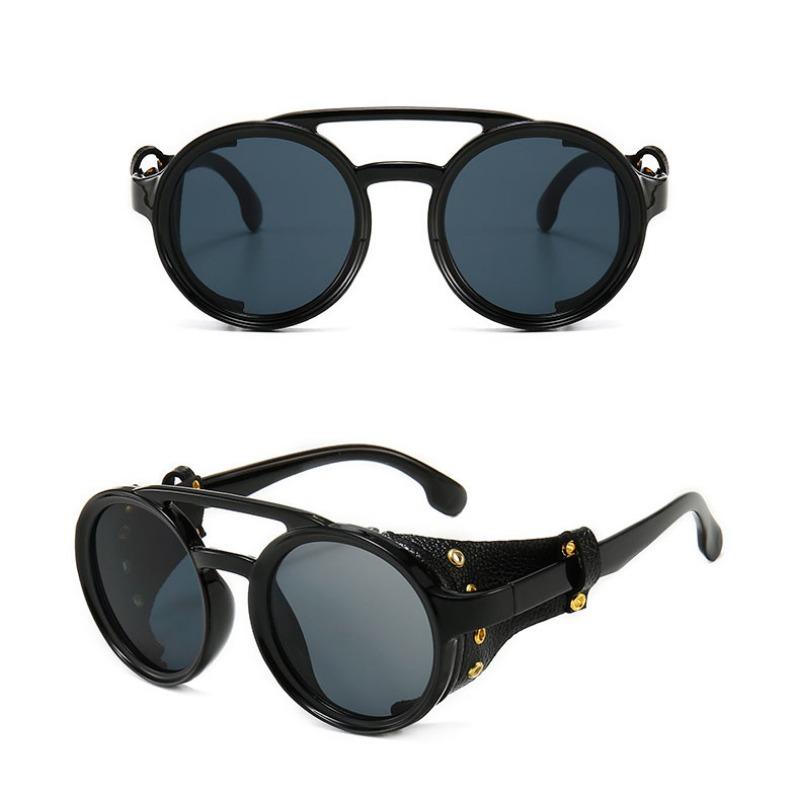 Herren Sonnenbrille Vintage Steampunk Stil Brille UV400 Rundrahmen Brille Outdoor Reiten Sonnenbrille von Joom DACH