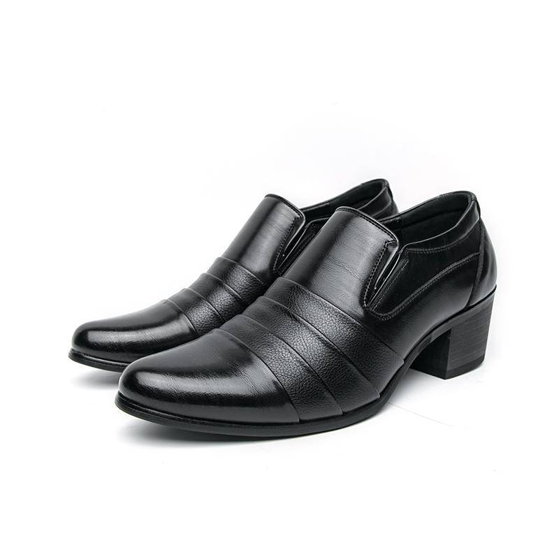 Herren Spitzschuh High Heel Kleiderschuhe Business Büro Formelle Schuhe Slipper Schuhe mit Absatz Höhenerhöhende Lederschuhe 40 von Joom DACH