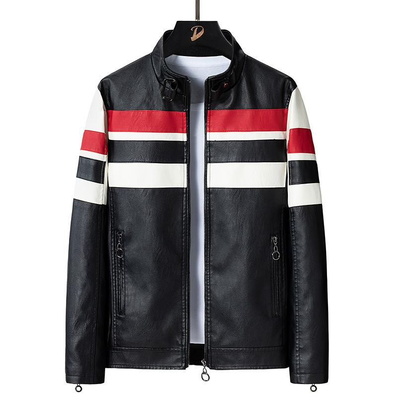 Herren Splicing Lederjacke Herrenjacke Pu Jacke Motorradbekleidung Lederjacke Herren Slim Fit XXL von Joom DACH