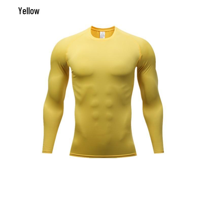 Herren Sport Langarmshirt - Herbst/Winter Schnelltrocknend Laufen, Fitnessstudio, Basketball, Fußball Trainingsausrüstung L gelb von Joom DACH