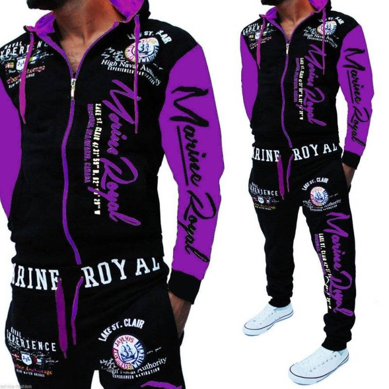 Herren Sport-Set Bedrucktes Kapuzen-Sweatshirt Jogginghose 2-teiliges Set L violett Herren Sport-Set Bedrucktes Kapuzen-Sweatshirt Jogginghose 2-teiliges Set L violett von Joom DACH
