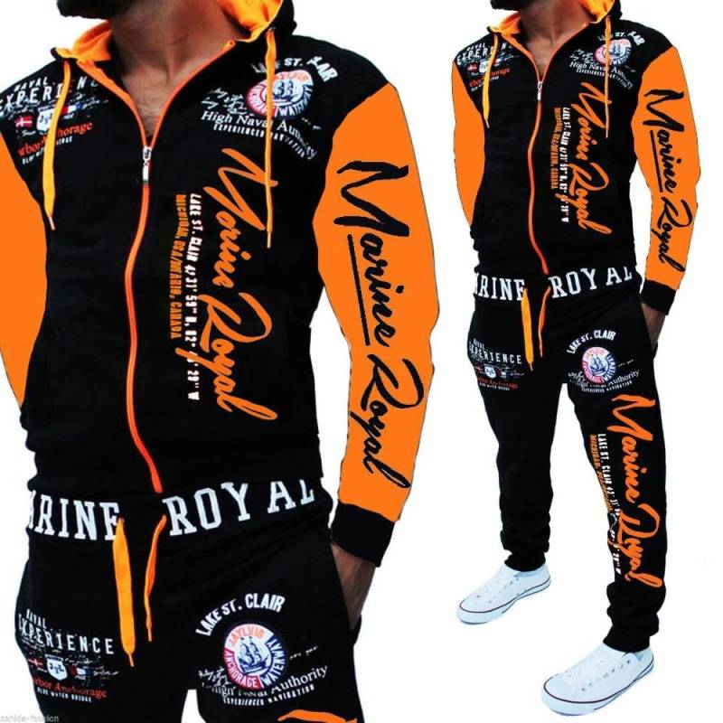 Herren Sport-Set Bedrucktes Kapuzen-Sweatshirt Jogginghose 2-teiliges Set XL orange Herren Sport-Set Bedrucktes Kapuzen-Sweatshirt Jogginghose 2-teiliges Set XL orange von Joom DACH