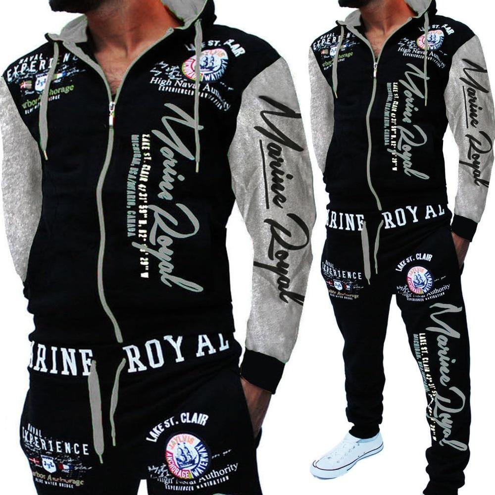 Herren Sport-Set Bedrucktes Kapuzen-Sweatshirt Jogginghose 2-teiliges Set XXL grau Herren Sport-Set Bedrucktes Kapuzen-Sweatshirt Jogginghose 2-teiliges Set XXL grau von Joom DACH