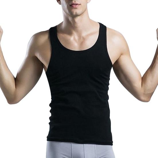 Herren Sport Weste O-Ausschnitt Ärmellos Fitness Weste Slim Fit Einfarbig Tank Top Dehnbar 4XL schwarz von Joom DACH