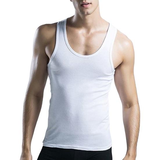 Herren Sport Weste O-Ausschnitt Ärmellos Fitness Weste Slim Fit Einfarbig Tank Top Dehnbar 4XL weiß von Joom DACH