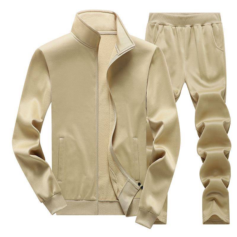 Herren Sportjacke und Hosen Set in Uni - Herbst/Winter Freizeitkleidung. XL khaki von Joom DACH