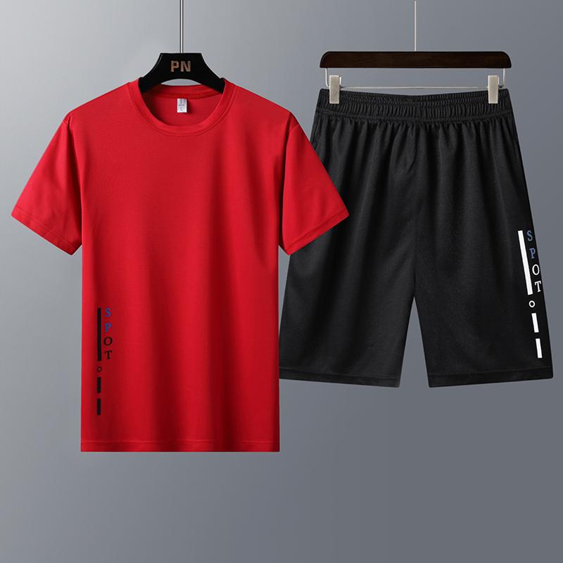 Herren Sportswear Kleidung Sommer männer Anzug Sport Anzug kurzarm T-shirt Shorts Trainingsanzug Männer Schweiß Hosen Ropa De hombre 6XL von Joom DACH