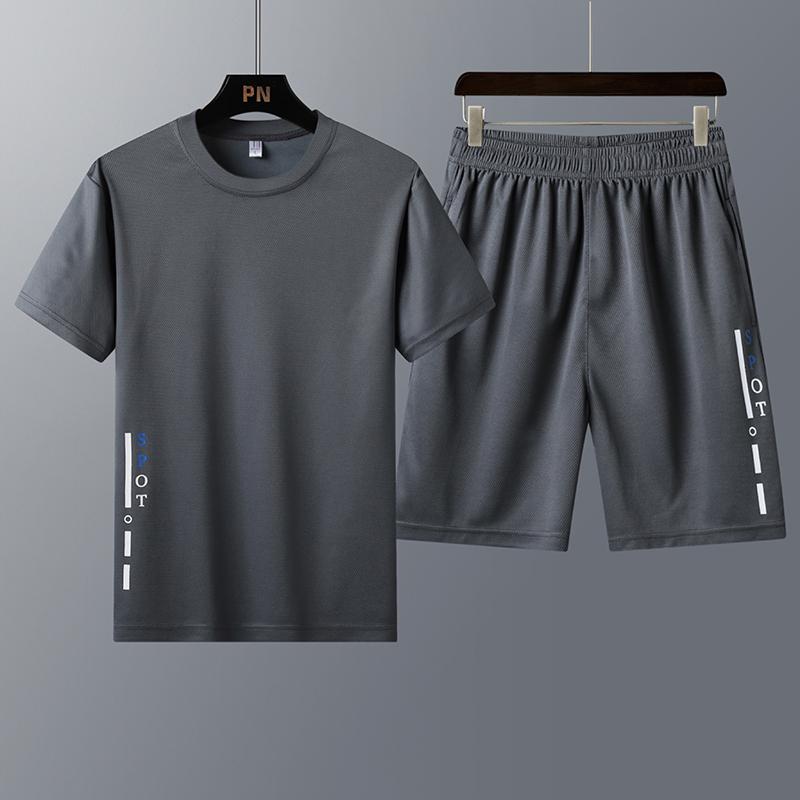 Herren Sportswear Kleidung Sommer männer Anzug Sport Anzug kurzarm T-shirt Shorts Trainingsanzug Männer Schweiß Hosen Ropa De hombre XL von Joom DACH