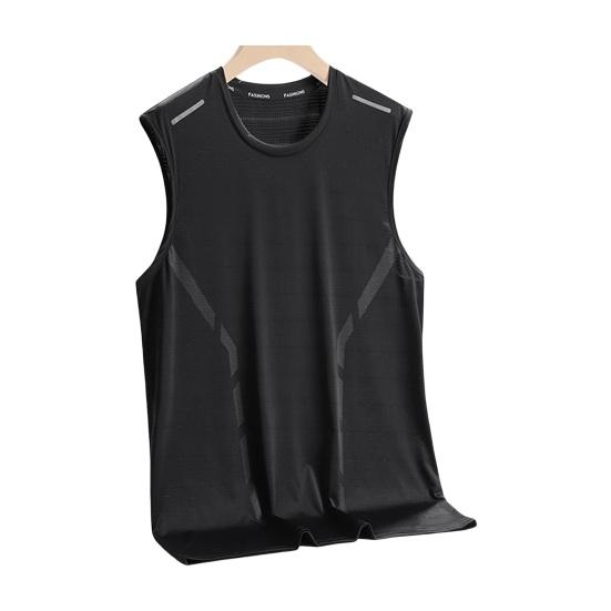 Herren Sportweste aus Eisseide, Rundhalsausschnitt, lockere Passform, einfarbig, ärmellos, Schweißabsorption, schnelltrocknend, Pullover für Fitnessstudio, Fitness, Joggen, Tanktop 3XL schwarz von Joom DACH