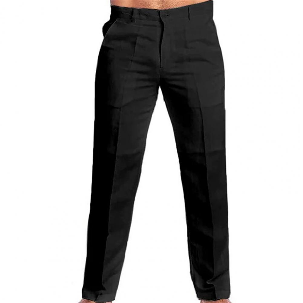 Herren Stand Pocket Casual Leinenhose Solide Weiß Grau Hose Plus Größe 3XL Herren Elegante Mode Jogginghose Männer Streetwear L schwarz von Joom DACH