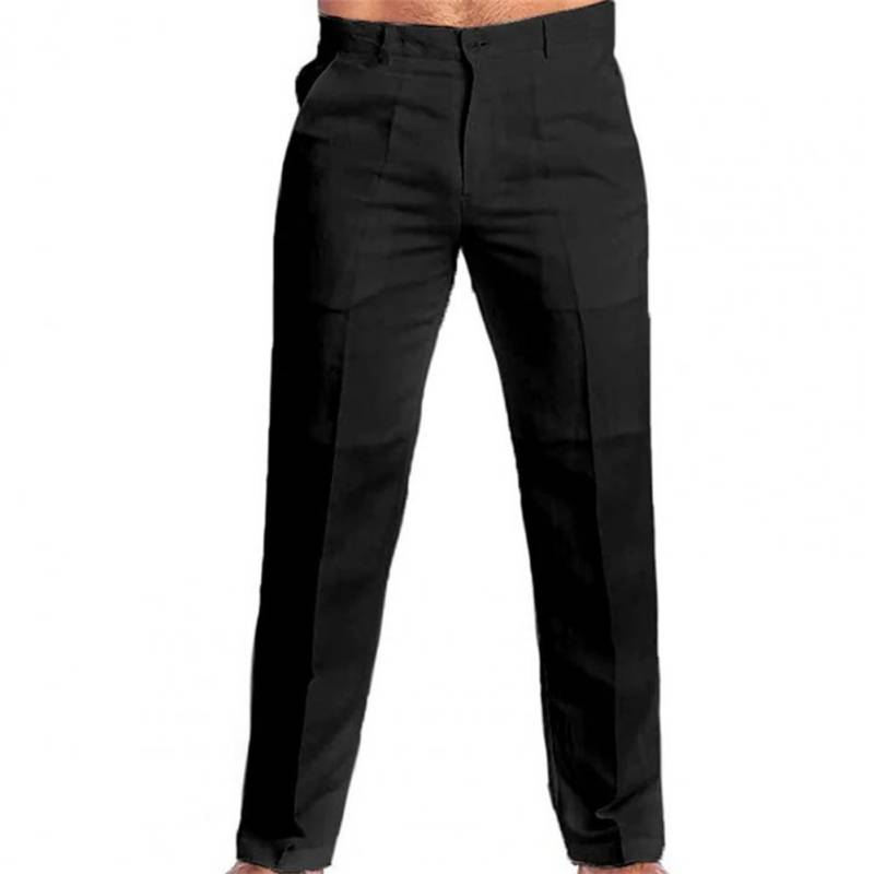 Herren Stand Pocket Casual Leinenhose Solide Weiß Grau Hose Plus Größe 3XL Herren Elegante Mode Jogginghose Männer Streetwear L schwarz von Joom DACH