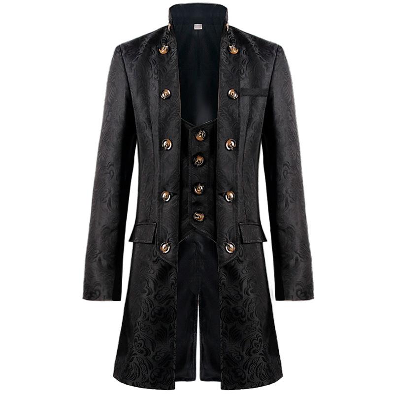 Herren Steampunk Gothic Frack Trenchcoat Mittelalter Weihnachten Vintage Kleidung Victoria Uniform Halloween Kostüm Smoking XXL schwarz von Joom DACH