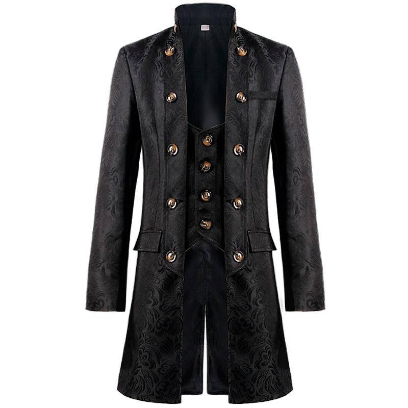 Herren Steampunk Gothic Frack Trenchcoat Mittelalter Weihnachten Vintage Kleidung Victoria Uniform Halloween Kostüm Smoking XXXL schwarz von Joom DACH