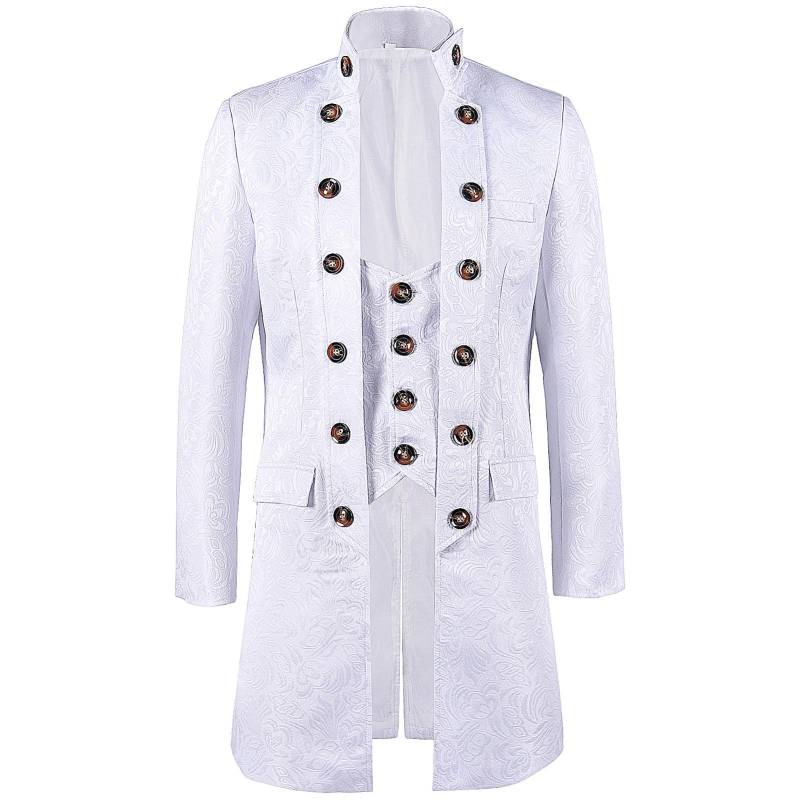 Herren Steampunk Gothic Frack Trenchcoat Mittelalter Weihnachten Vintage Kleidung Victoria Uniform Halloween Kostüm Smoking XXXL weiß von Joom DACH