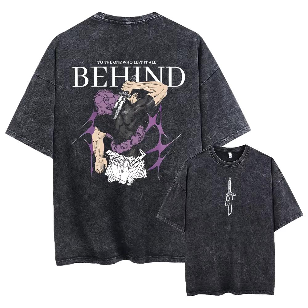 Herren Streetwear Washed Acid Oversized T-Shirt Japanisches Anime Retro Worn Graphic Print T-Shirt Kurzarm T-Shirts L von Joom DACH