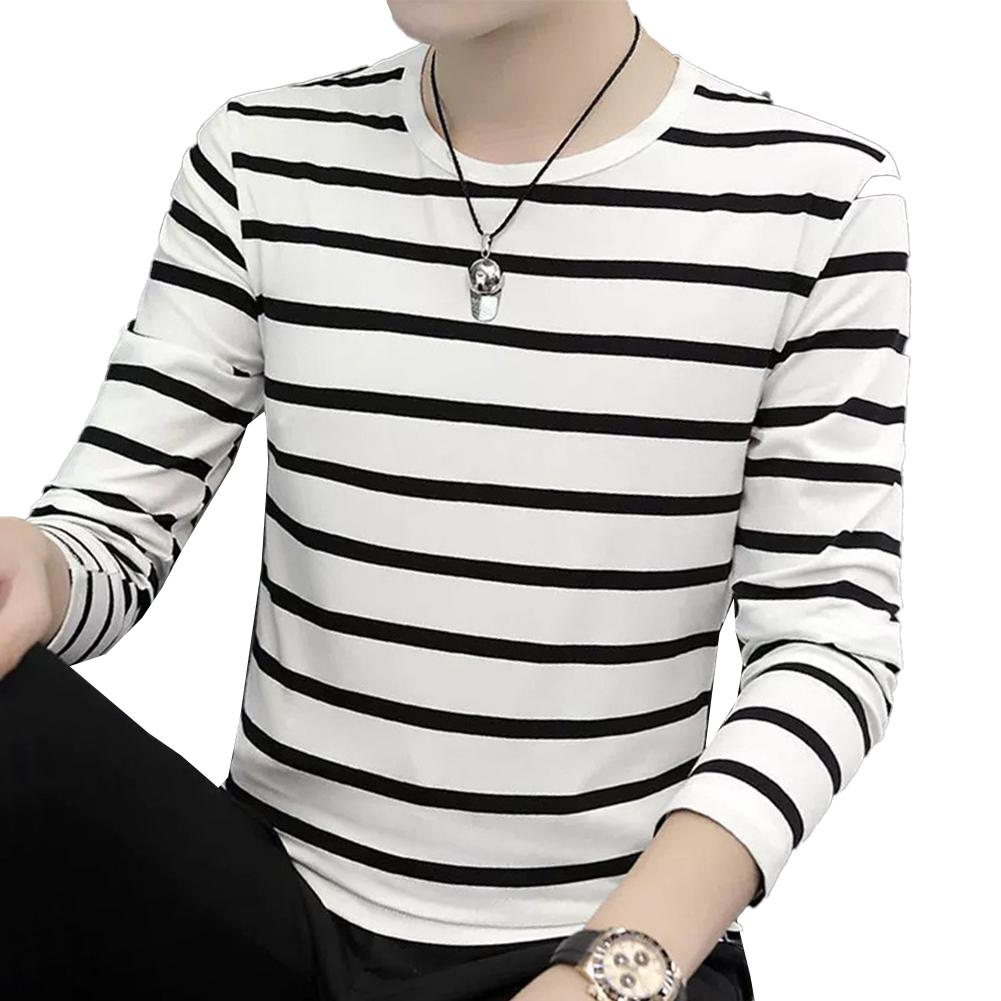 Herren Streifen Langarm T-Shirt Lässig Sport Rundhals T-Shirts für Männer Bluse Pullover Tops mit Klassischen Streifen 2XL von Joom DACH