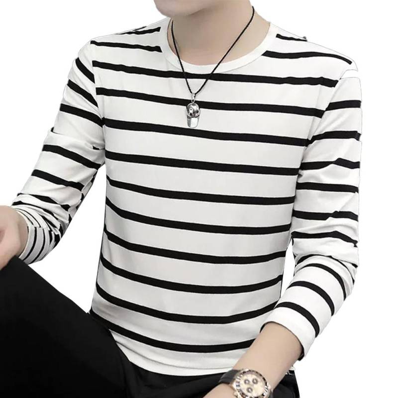 Herren Streifen Langarm T-Shirt Lässig Sport Rundhals T-Shirts für Männer Bluse Pullover Tops mit Klassischen Streifen 2XL Herren Streifen Langarm T-Shirt Lässig Sport Rundhals T-Shirts für Männer Bluse Pullover Tops mit Klassischen Streifen 2XL von Joom DACH