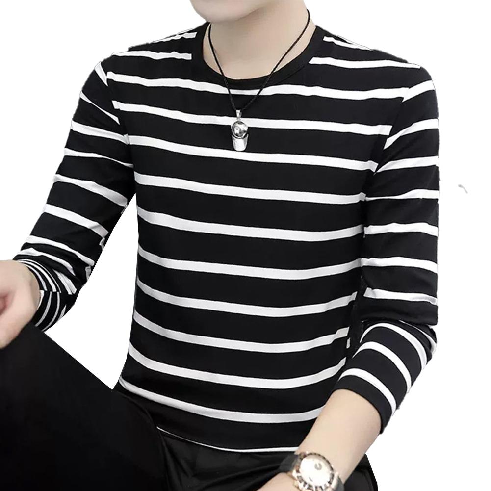 Herren Streifen Langarm T-Shirt Lässig Sport Rundhals T-Shirts für Männer Bluse Pullover Tops mit Klassischen Streifen XL von Joom DACH