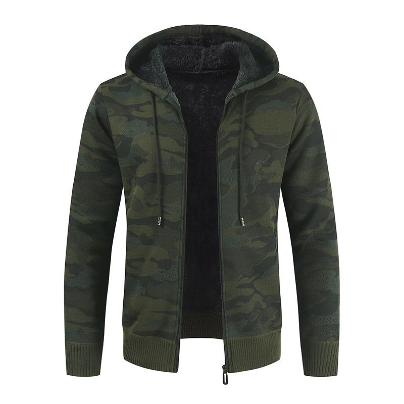 Herren Strickjacke Herbst und Winter Neu, Trendige Strickjacke Camouflage Kapuzenjacke Pullover Herren L von Joom DACH
