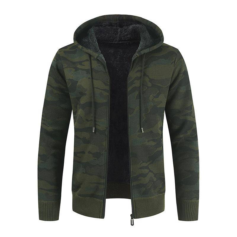Herren Strickjacke Herbst und Winter Neu, Trendige Strickjacke Camouflage Kapuzenjacke Pullover Herren L von Joom DACH