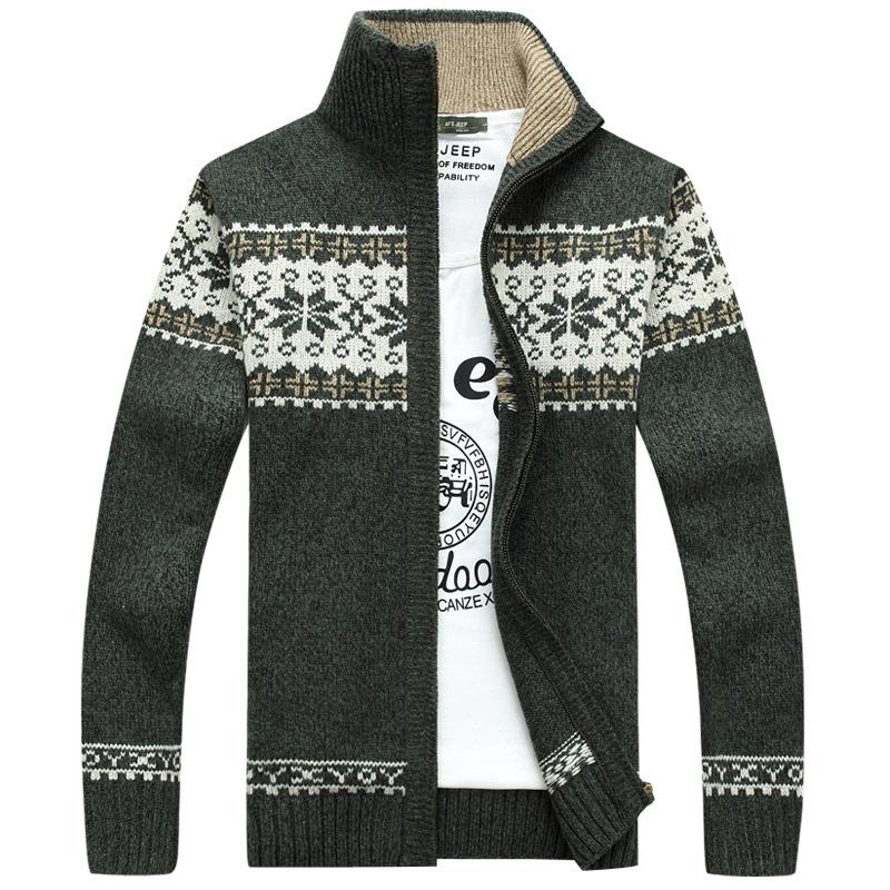 Herren-Strickjacke aus Samt, Herbst- und Winter-Woll-Cardigan, lässig, dicker warmer Fleece-Mantel M grün von Joom DACH