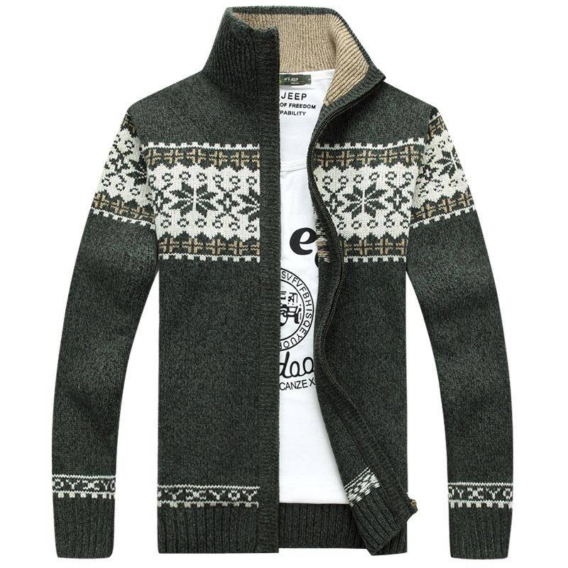 Herren-Strickjacke aus Samt, Herbst- und Winter-Woll-Cardigan, lässig, dicker warmer Fleece-Mantel M grün von Joom DACH