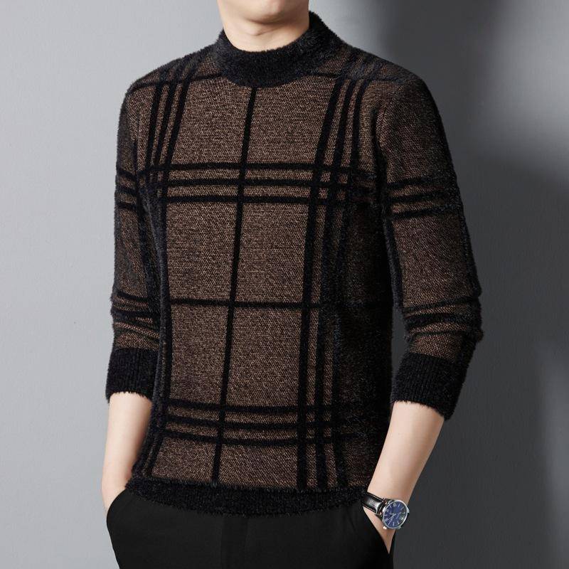 Herren-Strickpullover aus Schneenerz, nicht fusselnd, für den Winter, dicker, warmer koreanischer Pullover mit halbhohem Rollkragen L kamelfarben von Joom DACH