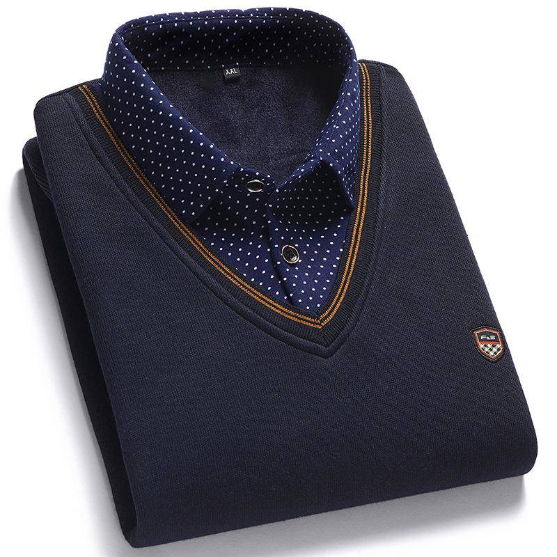 Herren Strickpullover mit Fleecefutter und Kragen in Lagenoptik 3XL for 80-92.5kg von Joom DACH