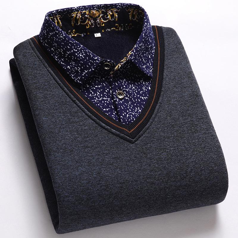 Herren Strickpullover mit Fleecefutter und Kragen in Lagenoptik XL for 60-70kg von Joom DACH