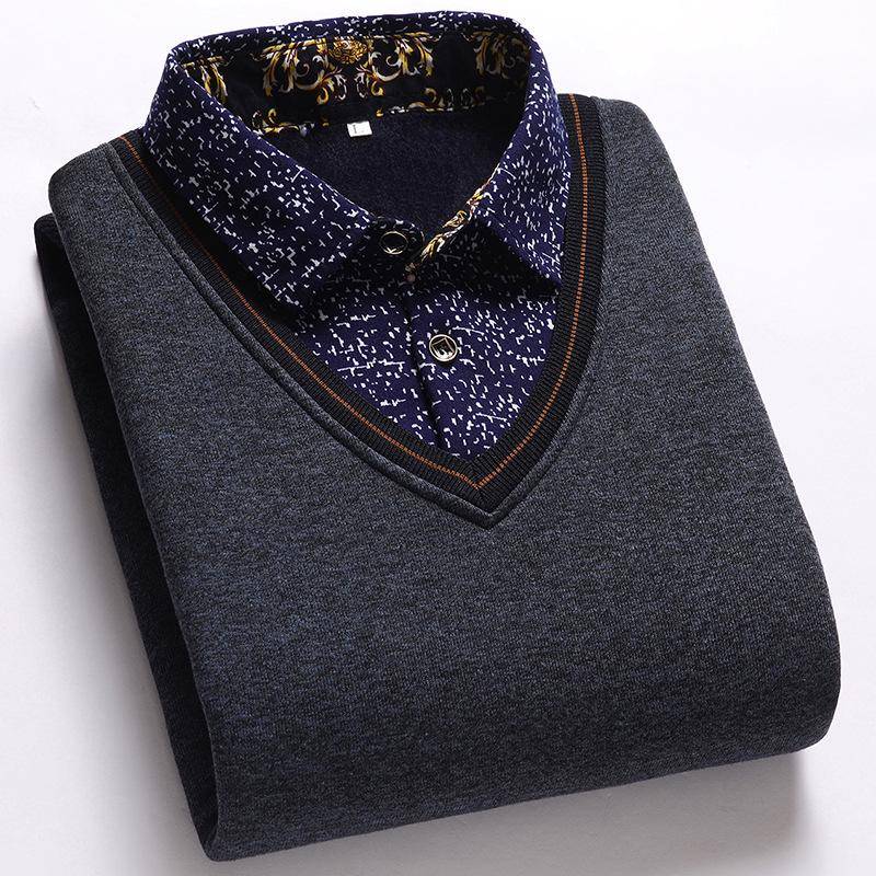 Herren Strickpullover mit Fleecefutter und Kragen in Lagenoptik XL for 60-70kg von Joom DACH