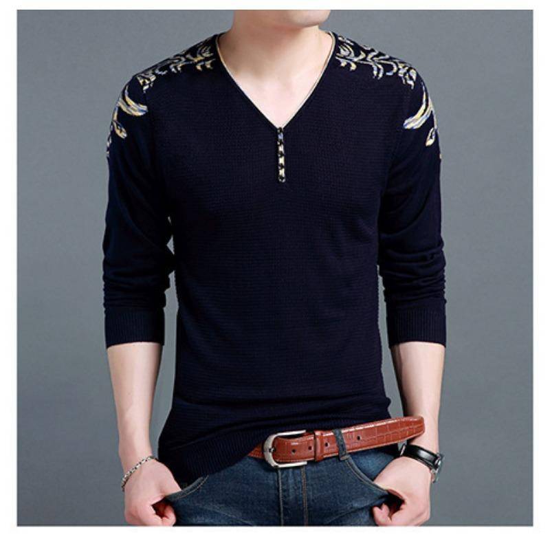 Herren Strickwaren Herbst V-Ausschnitt Knopf Pullover Top Koreanische Version des Körpers Trend Mode Herbst Base Shirt Dünn XL von Joom DACH