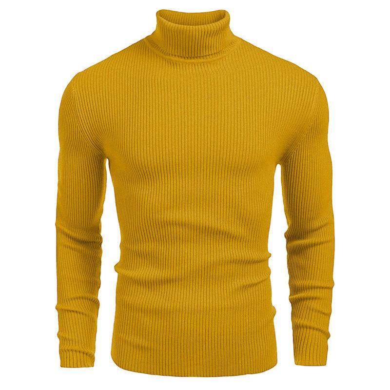 Herren Strickwaren Herren Rollkragenpullover Herbst und Winter Europäischer und amerikanischer Herrenpullover Langarmpullover L gelb von Joom DACH