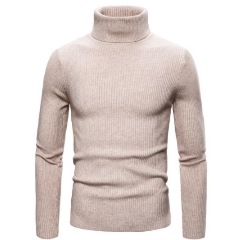 Herren Strickwaren Herren Rollkragenpullover Herbst und Winter Europäischer und amerikanischer Herrenpullover Langarmpullover S beige von Joom DACH