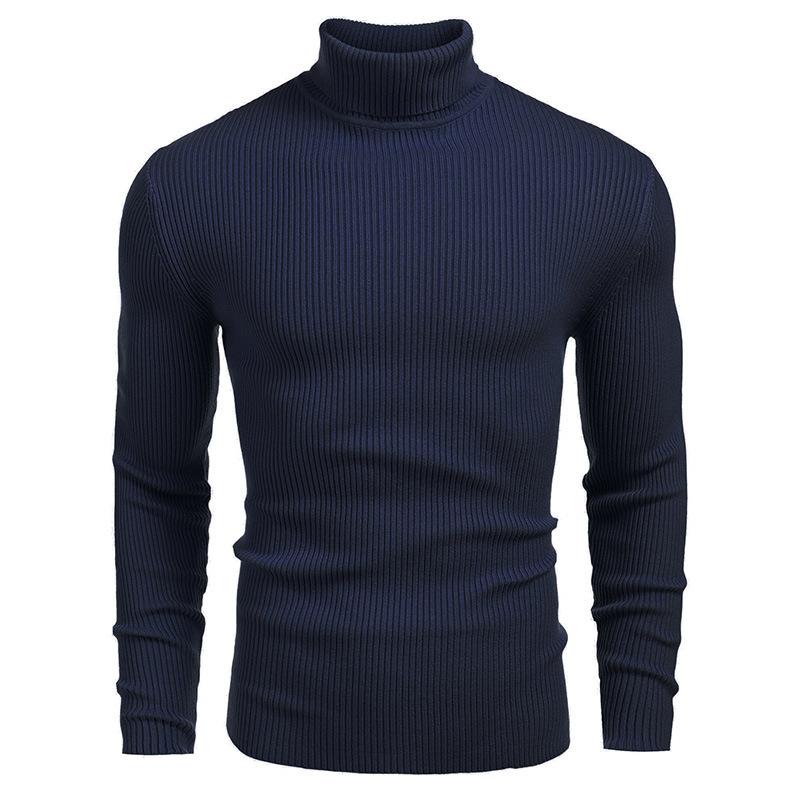 Herren Strickwaren Herren Rollkragenpullover Herbst und Winter Europäischer und amerikanischer Herrenpullover Langarmpullover XL dunkelblaue von Joom DACH