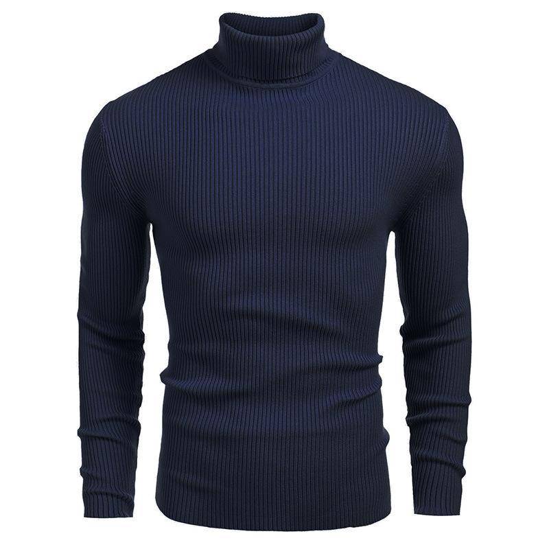 Herren Strickwaren Herren Rollkragenpullover Herbst und Winter Europäischer und amerikanischer Herrenpullover Langarmpullover XL dunkelblaue von Joom DACH