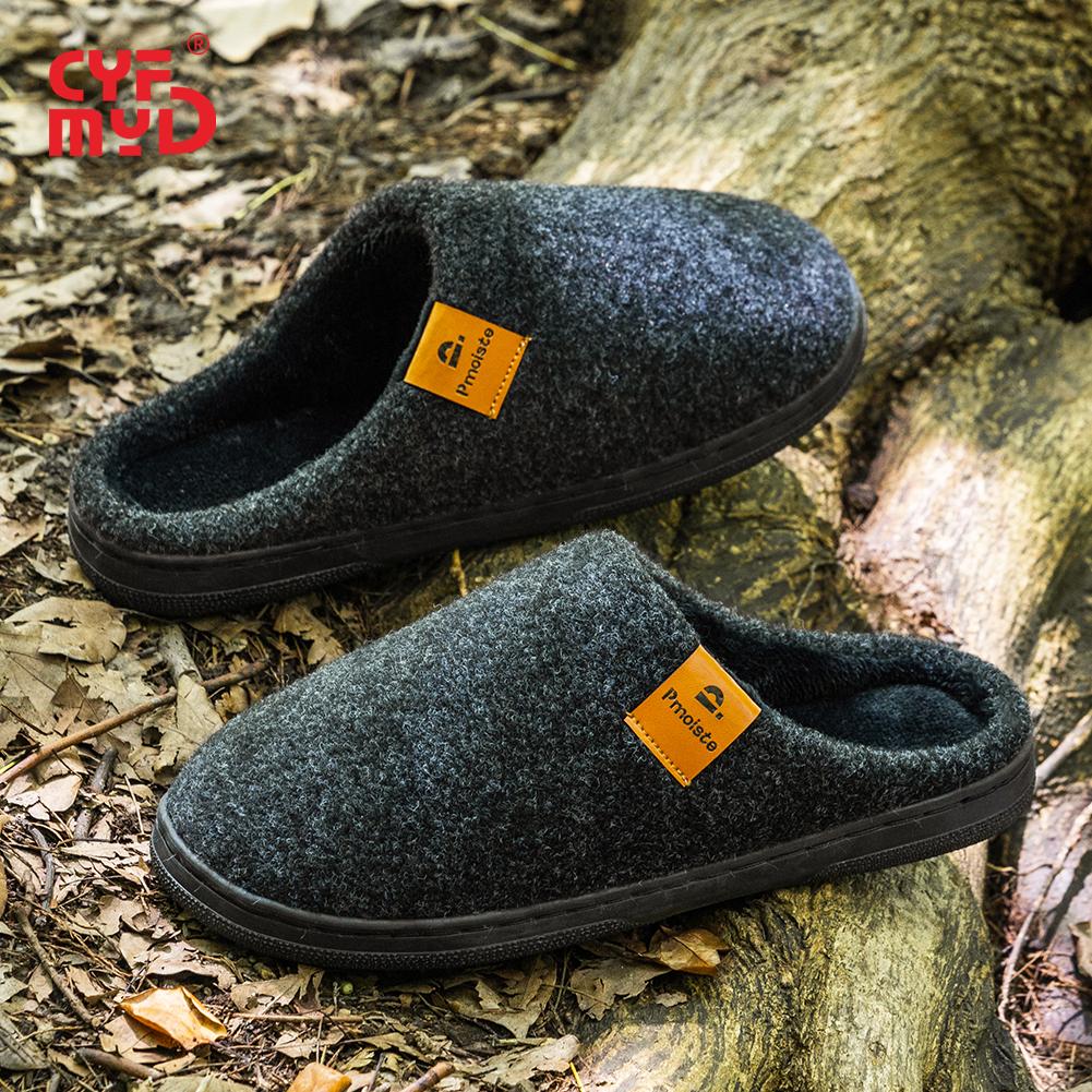 Herren Superweiche Filzpantoffeln mit Memory-Schaum-Polsterung - Warme Winter-Hausschuhe mit rutschfester Tpr-Komfortsohle 50-51 schwarz von Joom DACH