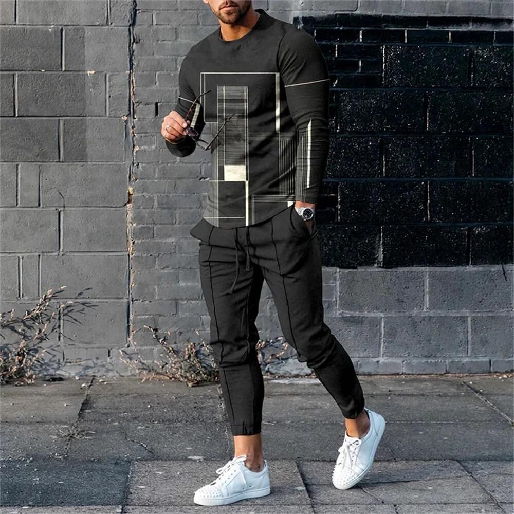 Herren Sweatshirt Hose 2-teiliges Set O-Ausschnitt Langarm T-Shirt Jogginghose Trainingsanzüge Übergroße T-Shirts Sportbekleidung M Herren Sweatshirt Hose 2-teiliges Set O-Ausschnitt Langarm T-Shirt Jogginghose Trainingsanzüge Übergroße T-Shirts Sportbekleidung M von Joom DACH