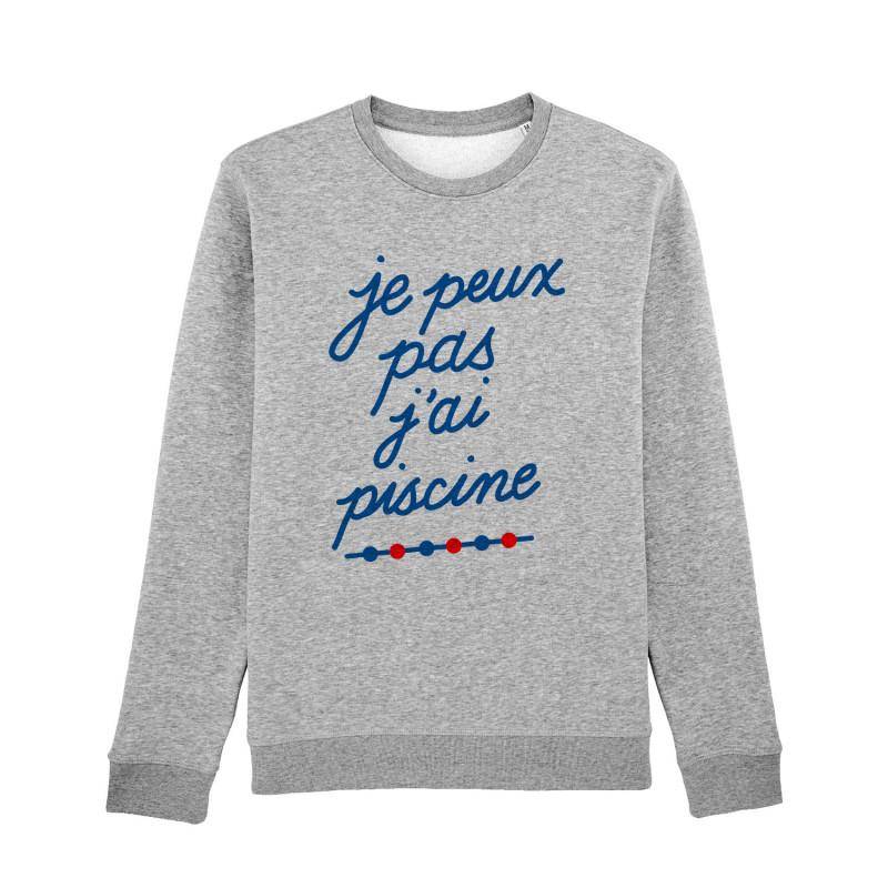 Herren-Sweatshirt - I CAN'T I HAVE A SWIMMING POOL XS grau meliert von Joom DACH