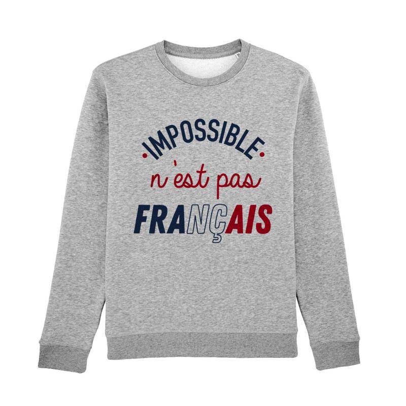 Herren-Sweatshirt - IMPOSSIBLE IS NOT FRENCH ENKR XS grau meliert von Joom DACH