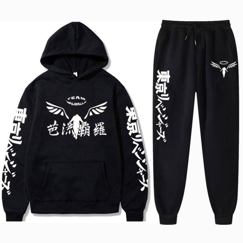 Herren Sweatshirt Sets Anime Tokyo Revengers Hoodies + Jogginghose 2 Stück Gambar Valhalla Grafik Hosen Streetwear Kleidung XS-4XL M von Joom DACH